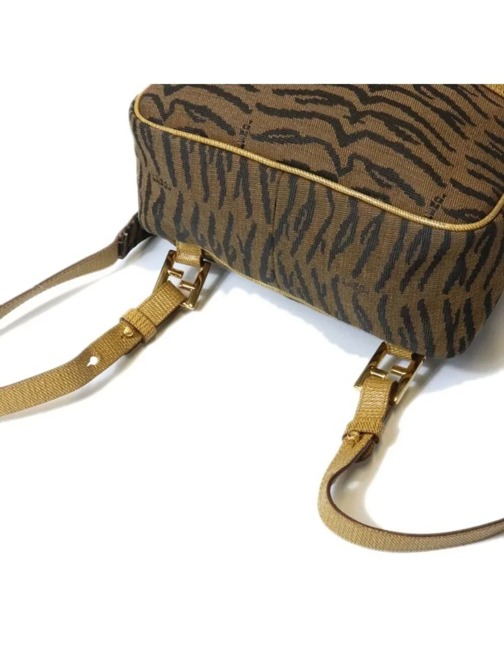 Fendi Backpack Zebra Tiger Canvas Leather Vintage